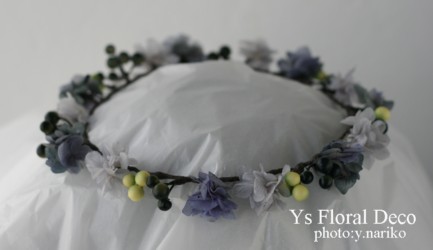 ブルーの花冠とリストレット プリザーブドフラワー_b0113510_2337529.jpg