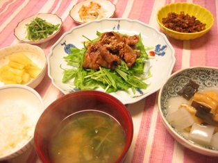 プライベートレッスン　豚肉　油揚げ　水菜　大根の食材で_d0031682_1893650.jpg