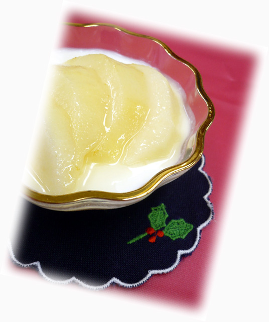 【デザートレシピ】　パンナコッタ　洋梨とクレマバルサミコ・ビアンコがけ_f0214716_1043453.jpg