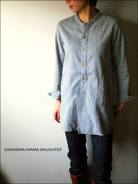  GRANDMA MAMA DAUGHTER [グランマ・ママ・ドーター] コットンウールスタンドカラーロングシャツ  LADY\'S_f0051306_1942119.jpg