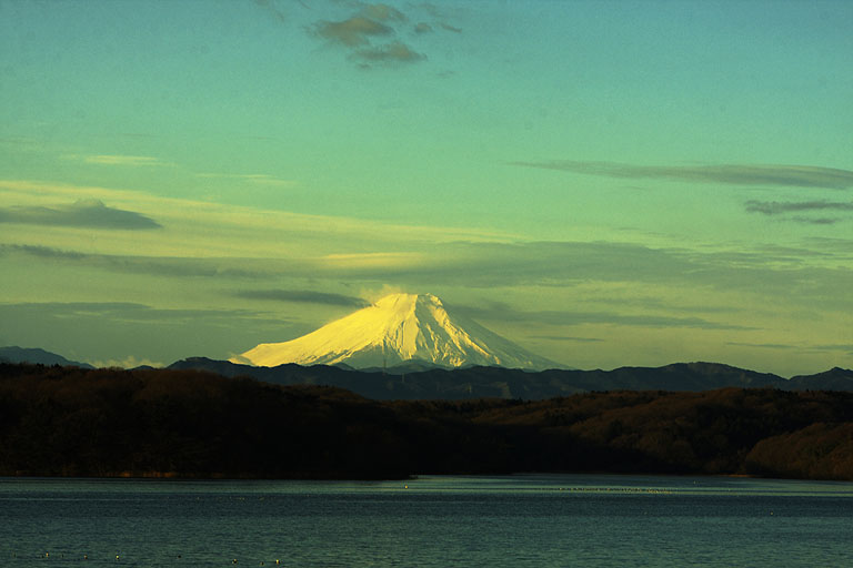 朝焼けの富士山 狭山湖 デジカメ写真集