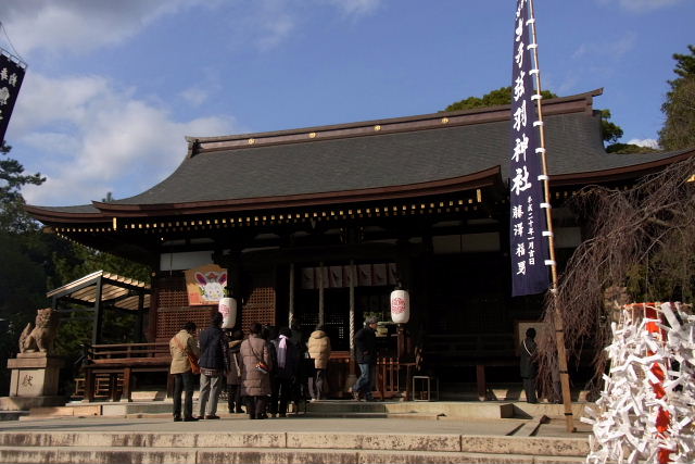 正月三日朝焼け、初詣　住吉神社、弓弦羽神社、夕焼け_a0030958_2259524.jpg