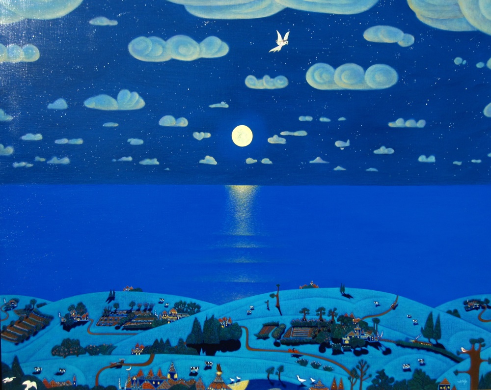 堀内 朗「青の惑星」油彩画 堀内 朗「青の惑星」油彩画