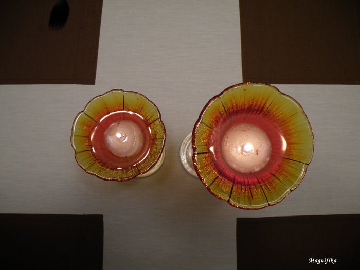 蝋燭/Candles-25 　ひなげしの蝋燭立 Poppy-shaped glass candlesticks_e0140365_22173330.jpg