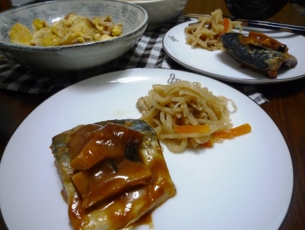 鯖の味噌煮と麩チャンプルー。_b0201743_2154841.jpg