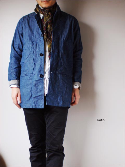 KATO' [カトーデニム] 綿麻デニムワークハーフコート [J-110311] MEN'S