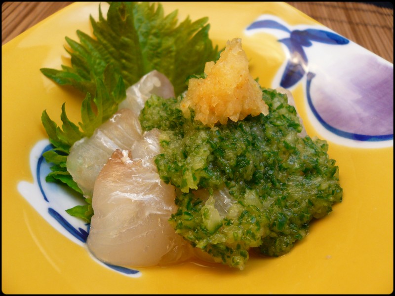 ヒラメの昆布締め翡翠造り 魚と野菜と私と和ノ香 ヒラメの昆布締め翡翠造り 魚と野菜と私と和ノ香