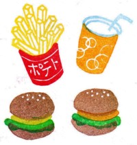 ハンバーガーセット きゅうママの絵手紙の小部屋 ハンバーガーセット きゅうママの絵手紙の小部屋