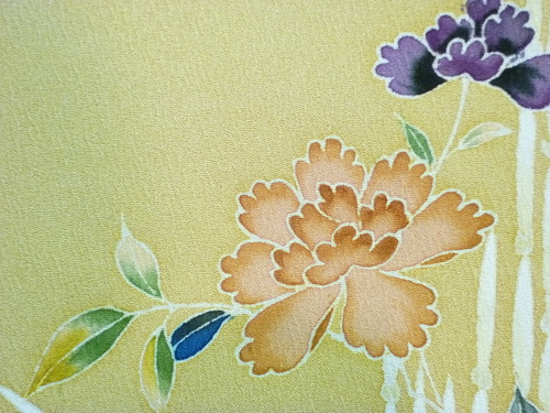 付け下げ着尺 木賊(トクサ)唐花 <別染め手描き友禅>_d0159384_13471188.jpg