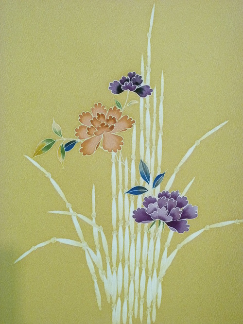 付け下げ着尺 木賊(トクサ)唐花 <別染め手描き友禅>_d0159384_13552898.jpg