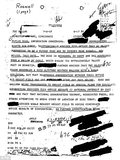 ロズウェルの円盤墜落事件は事実だった!:FBIが証拠を暴露した!?_e0171614_19231817.jpg