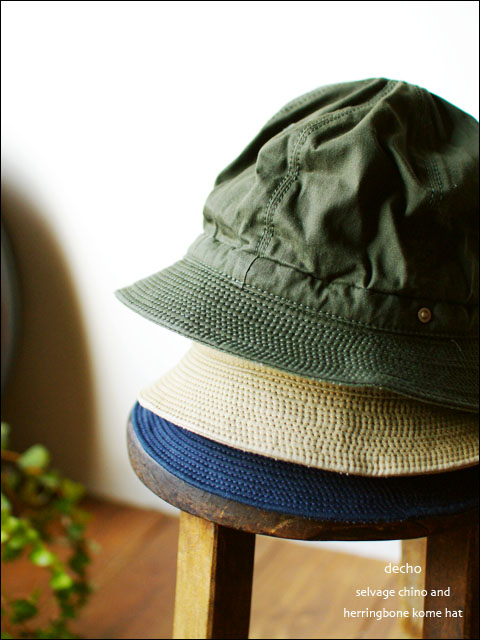 DECHO[デコー] SELVAGE CHINO AND HERRINGBON KOME HAT [ワークチノハット]_f0051306_1437199.jpg