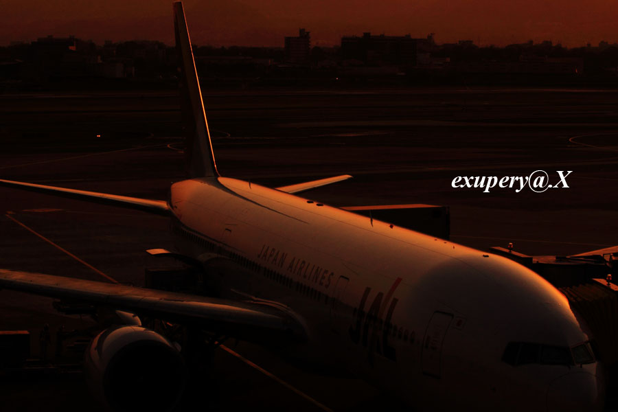 伊丹空港展望テラスにて飛行機夕景写真を_e0195337_23354991.jpg