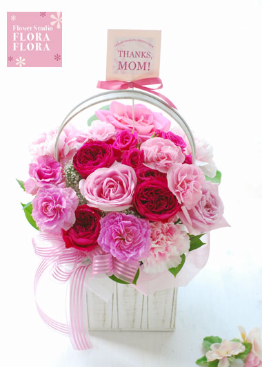 母の日フラワーギフト2011　生花アレンジ＊ストロベリータイム Mサイズ_a0115684_16221448.jpg