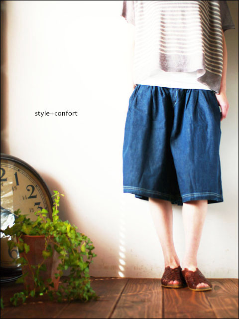  style+confort [スティール プラス コンフォート] 7OZデニム ワイドキュロット [101-43216] LADY\'S_f0051306_18245033.jpg