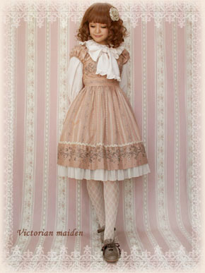 Victorian maiden ジュエルリボンパフスリーブドレス グレージュ Victorian maiden ジュエルリボンパフスリーブドレス グレージュ