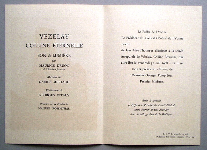 ベルナール・ビュッフェの招待状「Vézelay. Colline Éternelle」（1968