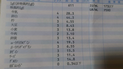 あいくん2歳アレルギー検査結果 あいの食卓 あいくん2歳アレルギー検査結果 あいの食卓