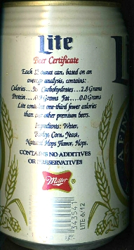 Miller Lite BEER : 麦酒缶蒐集