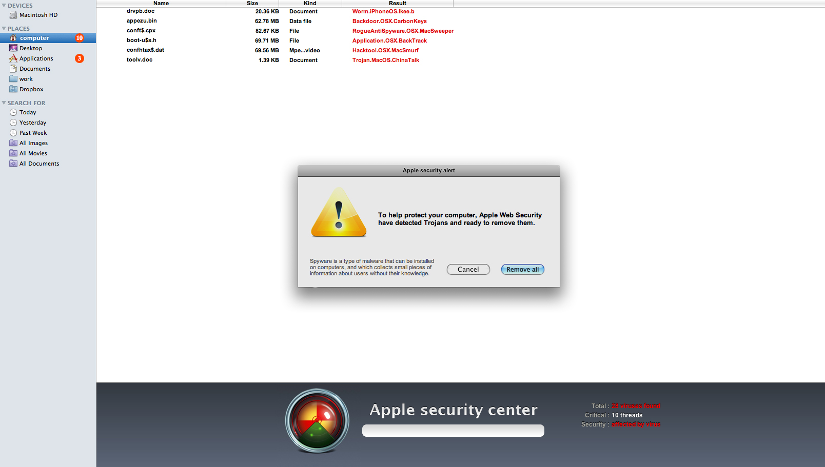 Apple Security Center ってのが出た（ウイルスです）_f0104645_19261872.jpg