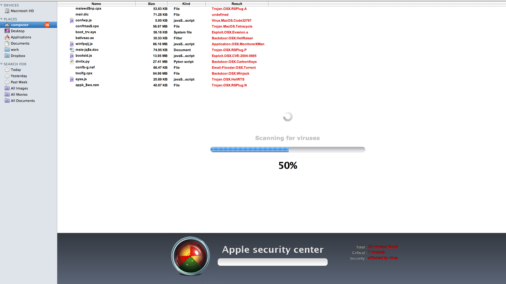 Apple Security Center ってのが出た（ウイルスです）_f0104645_1926404.jpg