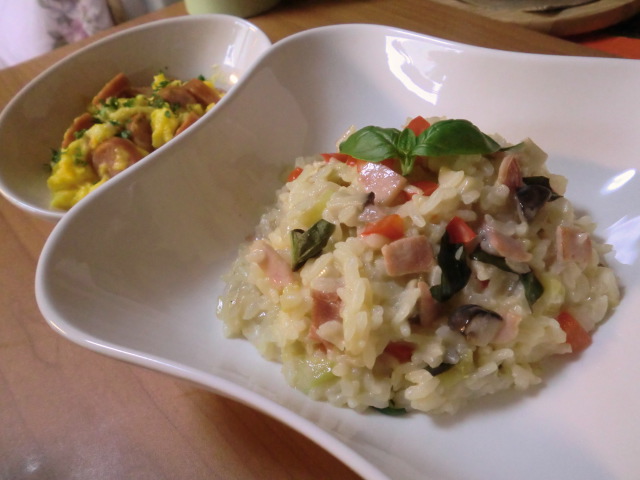 ハムと夏野菜の洋風おじや*休日ブランチに♪_a0196322_11122184.jpg