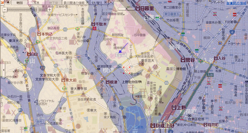 谷中　ｱｰｽﾀﾞｲﾊﾞｰ縄文海進図+Yahoo図合体　with 古地図　Johmon-onlap_c0035318_9381833.jpg