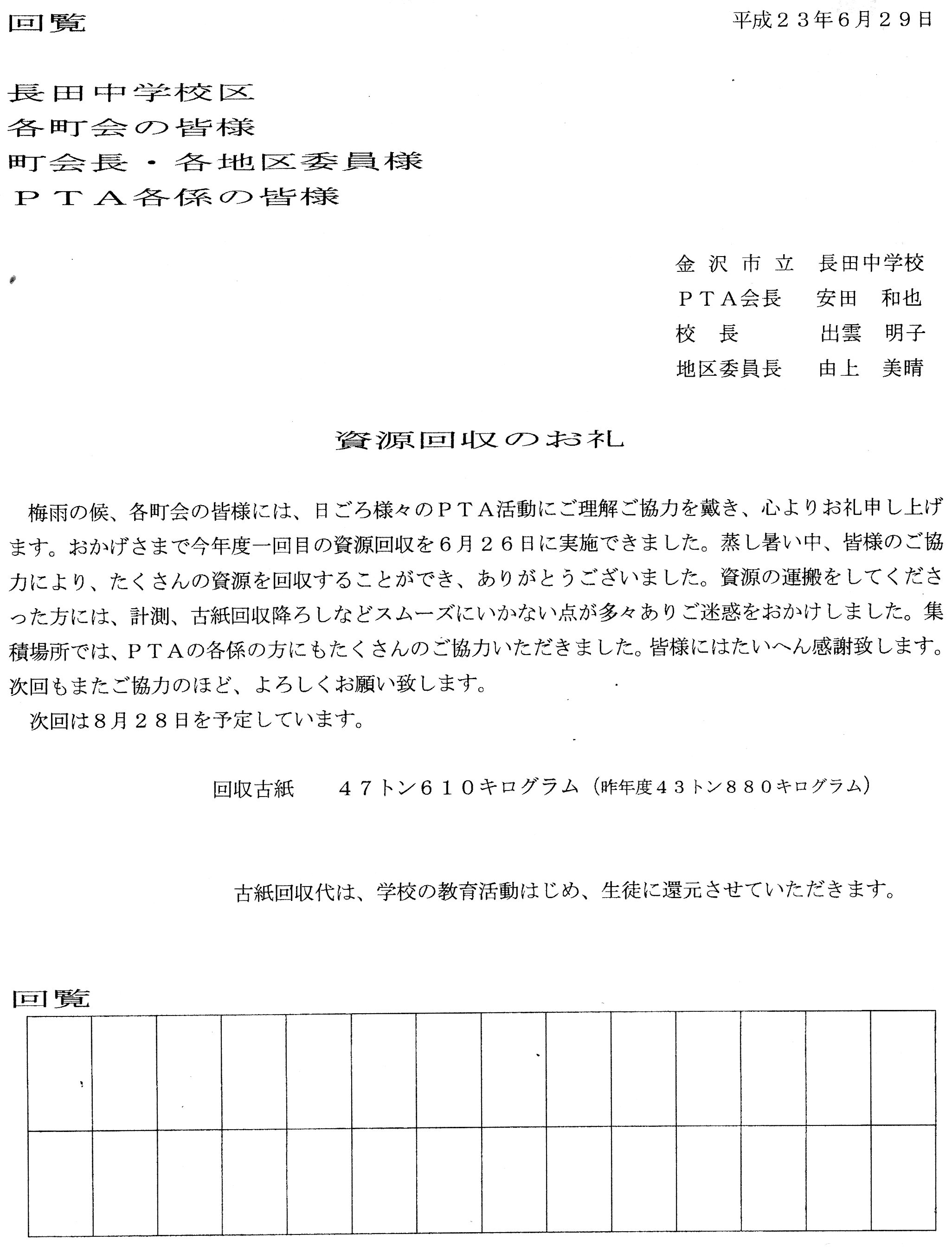 長田中学校、資源回収のお礼_b0114193_10143869.jpg