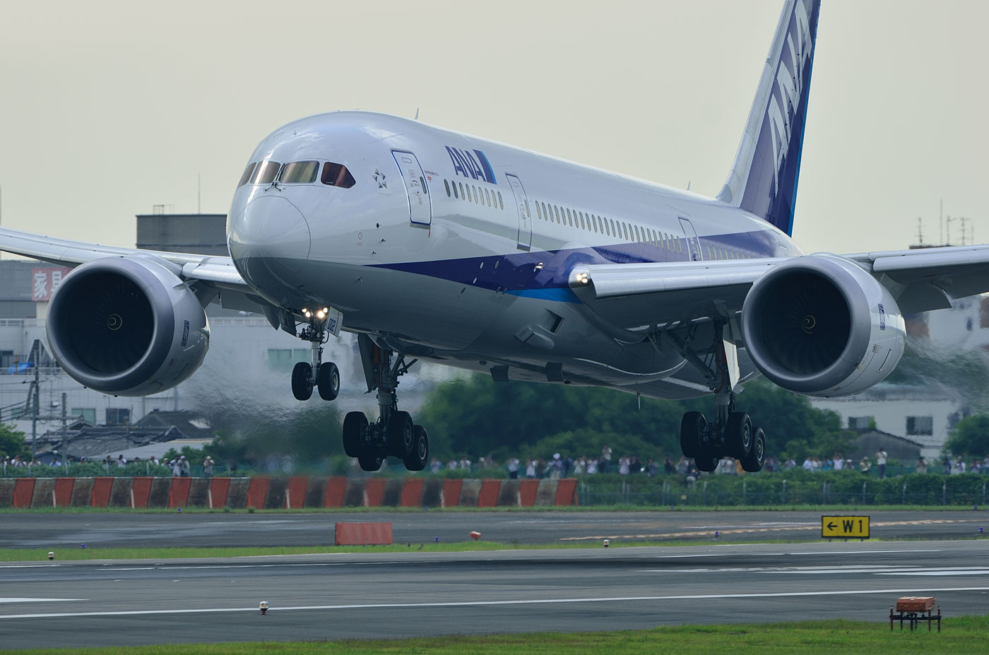 Boeing 787 8 N787ex In 伊丹空港 その1 87着陸 Sky Lounge Garden Transporter Side