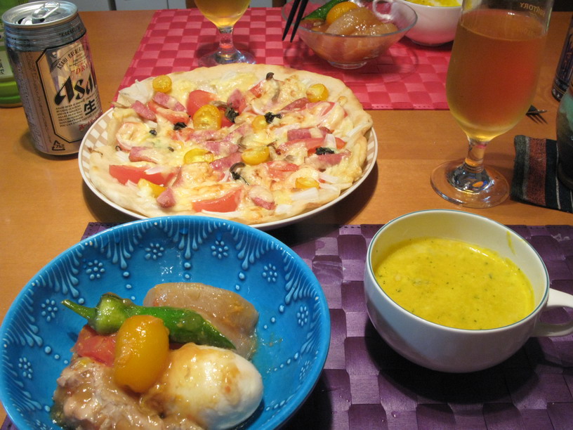 酒粕酵母のピザとミニトマトおでん_e0222120_21164533.jpg