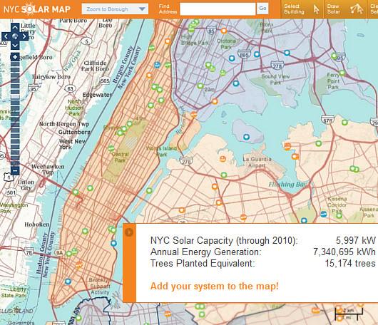 住所を入所するだけで太陽光発電力がすぐ分かるNYC Solar Map_b0007805_0264773.jpg