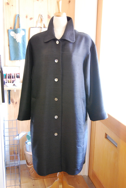 紬のお着物からリメイク　シンプルなロングコート 5a33f3f8e1c162f9a7c5d20c1233c5