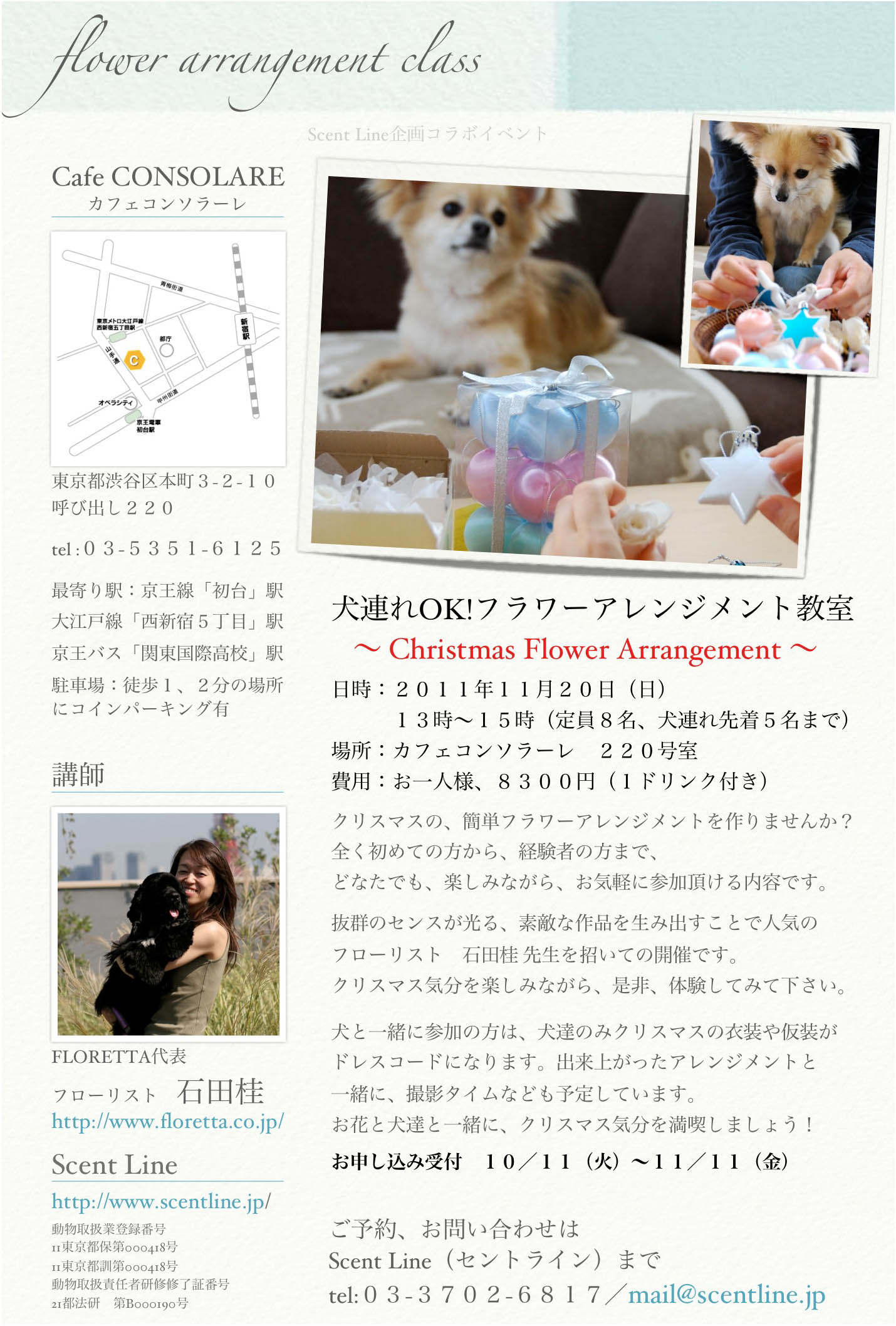 犬連れOK!クリスマスフラワーアレンジメント教室のお知らせ_c0099133_2093562.jpg
