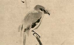 鳥　モズ?　枯木鳴鵙図?　こぼくめいげきず?　掛軸（かけじく）　掛け軸 鳥 モズ? 枯木鳴鵙図? こぼくめいげきず? 掛軸（かけじく） 掛け軸