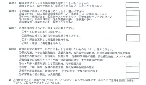 アンケートって 無記名だから本音が出るよね 郵政産業労働者ユニオン尼崎支部