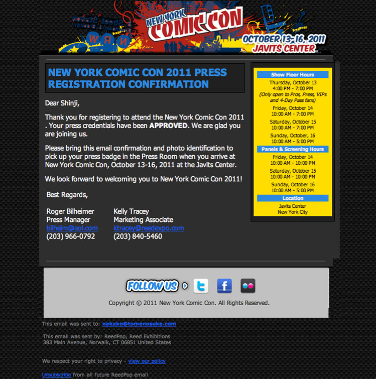 NYCC 2011、開催1日前。_a0077842_13555467.jpg