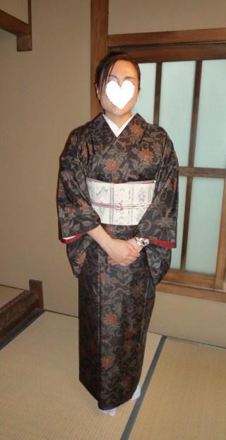 唐花模様の大島紬に花織の帯のお客様・時代祭_f0181251_16532091.jpg