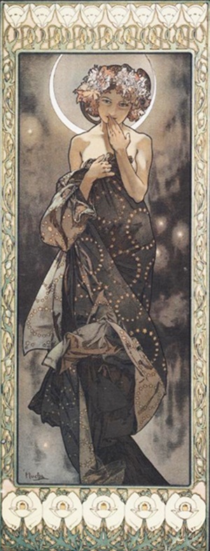 月光』(CLAIR DE LUNE) アルフォンス・ミュシャ:ALFONS MUCHA 売上超高品質 カノン様専用ページです。 アルフォンス マリア ミュシャの月光 絵画/タペストリ