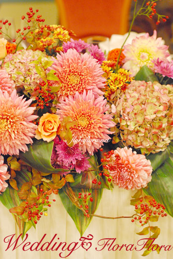 秋色 桜色 和のご披露宴装花1 目黒雅叙園様_a0115684_1441360.jpg