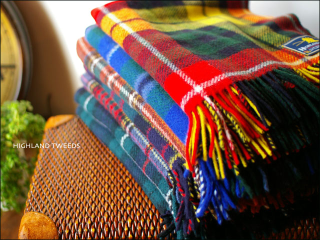 赤ハイランドツイード ウールブランケット イギリス製 タータンチェック 膝掛け 赤ハイランドツイード ウールブランケット イギリス製 タータン