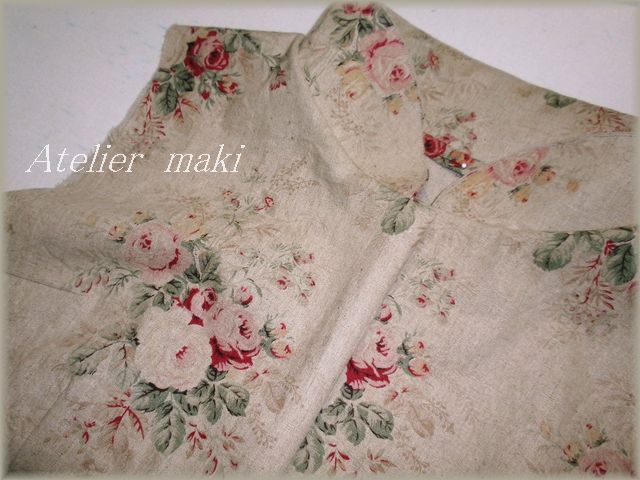 ハンドメイドのリネン花柄のワンピース ハンドメイド Atelier Maki ハンドメイドのリネン花柄のワンピース ハンドメイド Atelier Maki