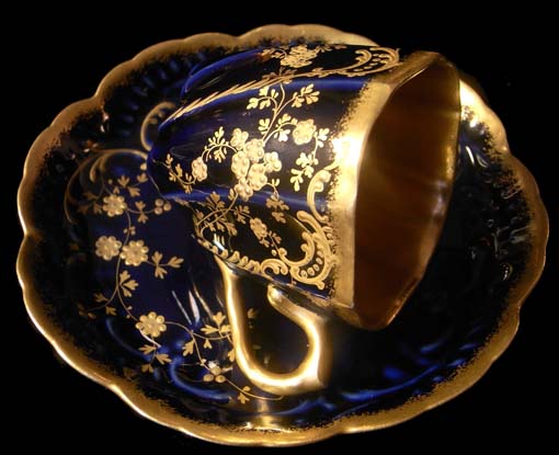 N.0406 ブルーロワイヤル・ロココ金彩 /19世紀リモージュ磁器