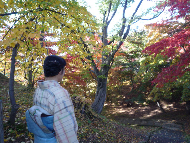 着物で青森・羽織と衿まき・弘前城の美しい紅葉。_f0181251_17144385.jpg