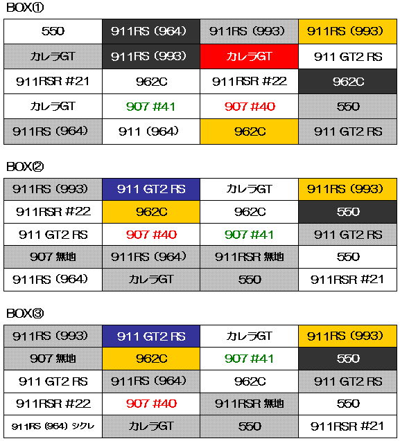 京商 第51弾 ポルシェ・ミニカーコレクション4 配列表UP!!_b0185640_2183648.gif