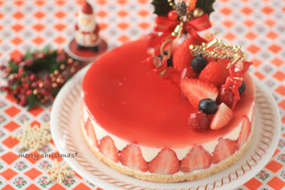 クリスマスの真っ赤なレアチーズケーキ Bon Appetit