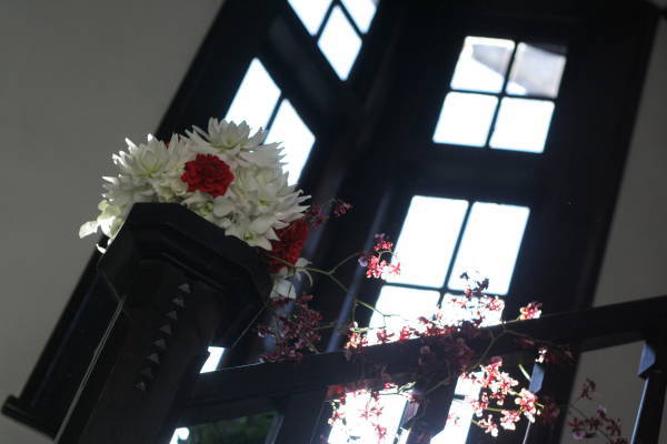 ダリアの紅白　和装にあう花で　シェ松尾松濤レストラン様へ_a0042928_23364318.jpg
