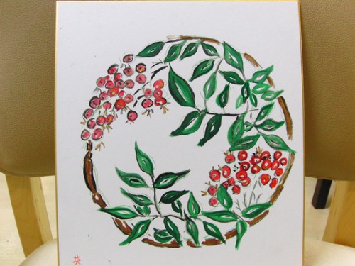 水彩画 ~ 南天 & 梅 ~_e0222340_1816533.jpg