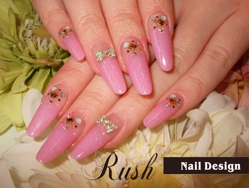 青みピンクグラデーション スカルプ 松山市 ネイルサロン Nail Design Rush ラッシュ