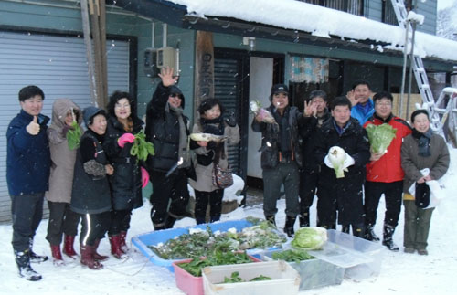 韓国ソウル高校の先生が雪の下野菜収穫を体験_b0219741_17214814.jpg