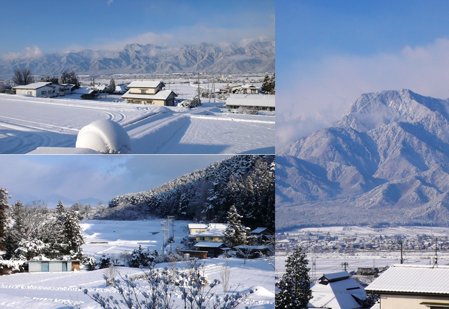 雪の安曇野 日曜 晴れ 安曇野の風 カフェ 風のいろ 雪の安曇野 日曜 晴れ 安曇野の風 カフェ 風のいろ